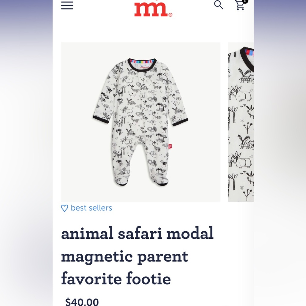 Magnetic me animal safari modal magnetic parent favorite footie size 6-9 months